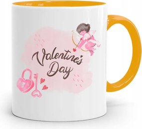Sárga Bögre Valentin Napra Valentines Day Ajándék fényképes nyomtatással