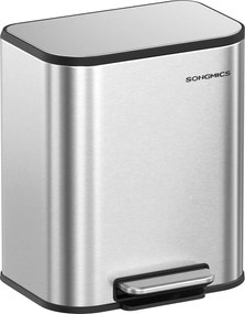 Konyhai szemetes, 20 literes pedálos kuka belső vödörrel, fedéllel, acél