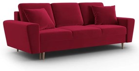 Piros bársony kinyitható tárolóhelyes kanapé 235 cm Kyoto – Cosmopolitan Design