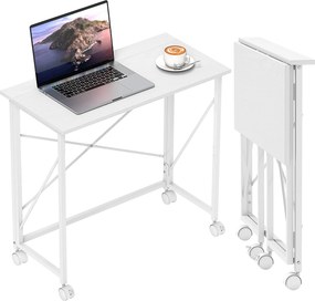 HOMCOM összecsukható gurulós számítógépasztal, 80 x 40 x 75 cm – modern, kompakt íróasztal otthonra és kis terekbe | Aosom
