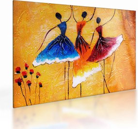 Kép - olajfestmény, balerinák (üvegen) (70x50 cm)