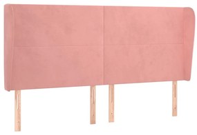 rózsaszín bársony fejtámla szárnyakkal 103x23x118/128 cm