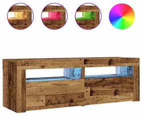 2 db antik fa színű éjjeliszekrény LED-del 60 x 35 x 40 cm