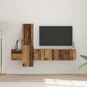 TV szekrény garnitúra 5 pcs Régi fa 181 x 30 x 120 cm Faanyag