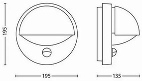 Philips 16246/87/16 June kültéri fali lámpa érzékelővel 19,5 cm, szürke