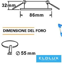 UNIVERSO Süllyesztett spot lámpatest 1XGU10 Max.40w ezüst D86mm/D55mm