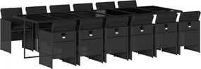 vidaXL 13 részes fekete polyrattan kerti ülőgarnitúra párnákkal