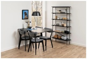 Fekete polcos állvány kőrisfa dekorral 94x172 cm Angus – Actona