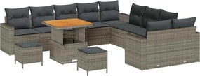 vidaXL Kerti Kanapé Szett 13 pcs Szürke polirattan