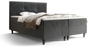 Franciaágy  Boxspring 140 cm Lumba (sötétszürke) (matraccal és tárolóhellyel). 1046670