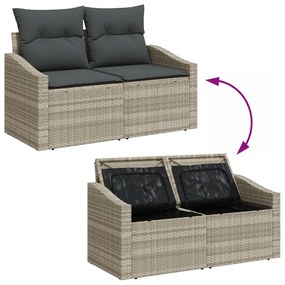 Kerti Kanapé Szett 8 Részes Természetes Rattan Szintetikus Rattan