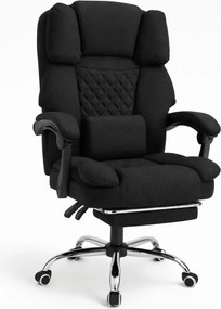 Ergonómikus irodai szék lábtartóval és masszázzsal - fekete szövet