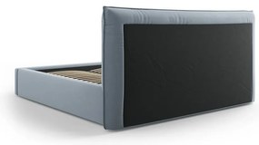 Világoskék kárpitozott ágyneműtartós franciaágy ágyráccsal 180x200 cm Elio – Milo Casa