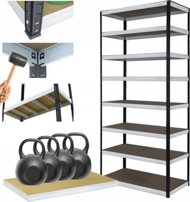 Tárolószekrény fém állvány Helios 270x90x35cm 8Px400kg Tömör