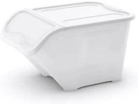 Fehér fedeles műanyag tárolódoboz 55x39x32 cm All In Box – KIS