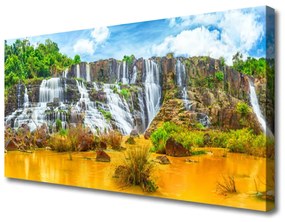 Vászonkép falra Waterfall Fák Természet 140x70 cm