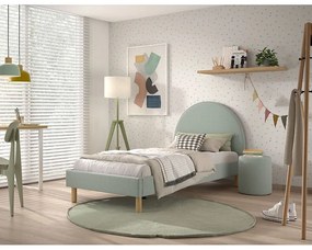 Zöld kárpitozott egyszemélyes ágy ágyráccsal 90x200 cm MOON – Vipack