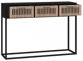 fekete szerelt fa és vas tálalóasztal 105x30x75 cm