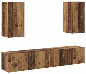 TV szekrény garnitúra 4 pcs Régi fa 160 x 30 x 30 cm Faanyag