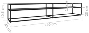 fekete edzett üveg TV-szekrény 220x40x40,5 cm