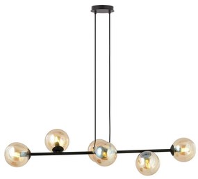 Csillár zsinóron ROSSI 6xE14/10W/230V fekete/bézs