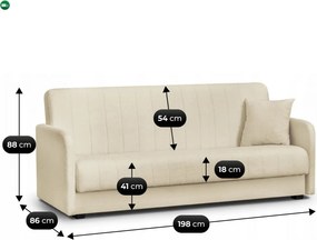 Sofa Rozkładana PORTO Jasnobeżowa Boucle