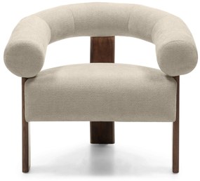 Bézs design fotel KOKEI ALIA, dió dekoráció