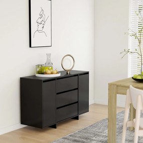 fekete szerelt fa tálalószekrény 3 fiókkal 120 x 41 x 75 cm