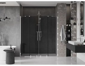 Mexen Velar Duo, tolózuhanyajtó 200 cm-re nyitható, 8 mm-es szürke üveg, króm, 871-200-000-42-01