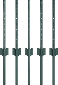 vidaXL Kerítésoszlop 5 pcs Zöld 80 cm Acél