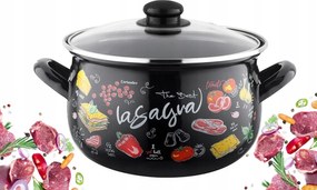 Zománcozott Edény 22 cm 5,3 L konyhai főző leves fekete