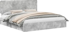 vidaXL Tárolós Ágy fejtámlával Beton Szürke 200 x 200 cm Faanyag