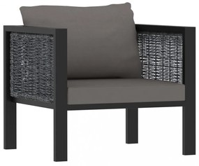 5 részes antracitszürke kerti polyrattan ülőgarnitúra párnákkal