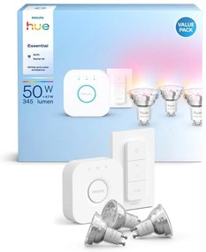 Philips Hue WACA kezdőkészlet 3xGU10/4,7W 2200-6500K + összekapcsoláshoz szükséges eszköz