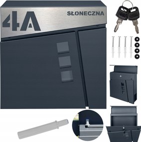 Nagy Postaláda Házszámmal Antracit Acél Utcai Szám