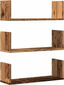 vidaXL 3 db antik fa színű szerelt fa fali polc 58 x 18 x 18 cm