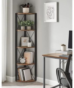 VASAGLE 5 szintes sarokpolc 160x30x30 cm barna és fekete színben