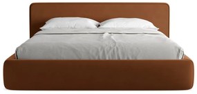 Terrakotta színű kárpitozott ágyneműtartós franciaágy ágyráccsal 180x200 cm Kiana – Makamii