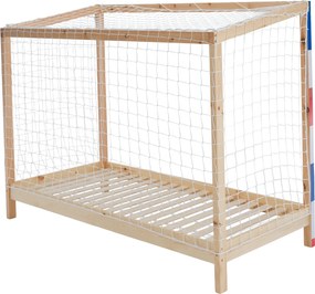 Montessori ágy, természetes/fehér/kék/piros, 90x200, FUTAL