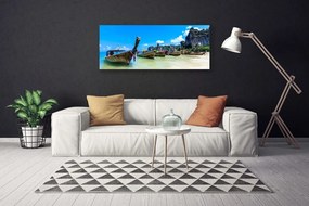 Vászonfotó Boat Sea Beach Landscape 125x50 cm