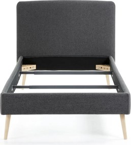 Lydia sötétszürke kárpitozott ágy, 90 x 190 cm - Kave Home