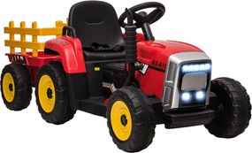 HOMCOM Elektromos gyerekautó, gyerek traktor, szülői távirányítóval, max. 6 km/h sebesség; piros-fekete
