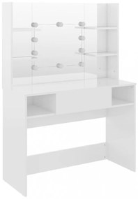 fényes fehér LED-es MDF sminkasztal 100 x 40 x 135 cm