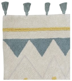 Krémszínű mosható kézi szövésű pamut gyerek szőnyeg 120x160 cm Azteca Vintage Blue – Lorena Canals