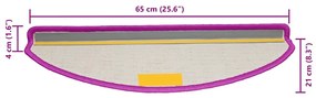 20 db lila, félkör alakú, nagy lépcsőszőnyeg 65 x 21 x 4 cm