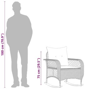 szürke polyrattan kerti hintaszék párnákkal