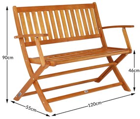 Deuba Összecsukható pad 120 cm - eukaliptusz