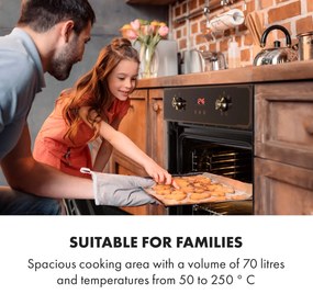 Klarstein Elizabeth, beépített sütő, retró dizájn, 6 funkció, 50 - 250 ° C, fekete