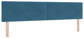 Boxspring Ágy Mattal Sötétkék 200x200 cm Bársony