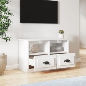 magasfényű fehér szerelt fa TV-szekrény 80 x 35 x 50 cm